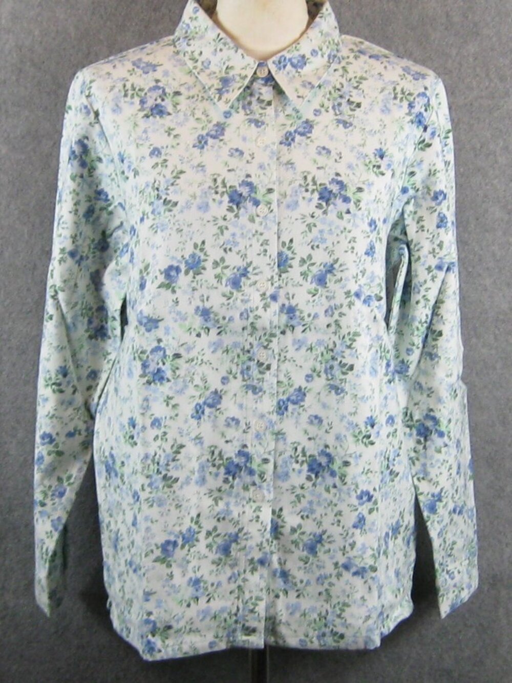 Denim & Co. Women's Flannel Shirt Sz M Floral Blue